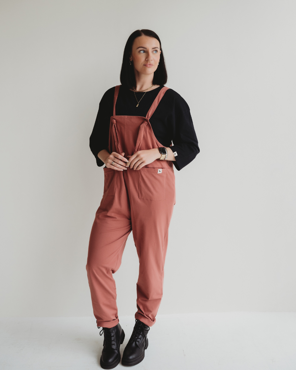 Lila Brick Regular Dungarees | Turtledove London