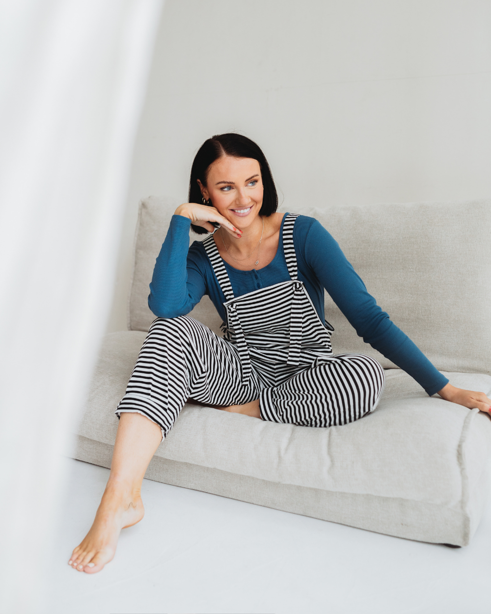 organic cotton Lila Multicolour Humbug Stripe Print Dungarees - image 5