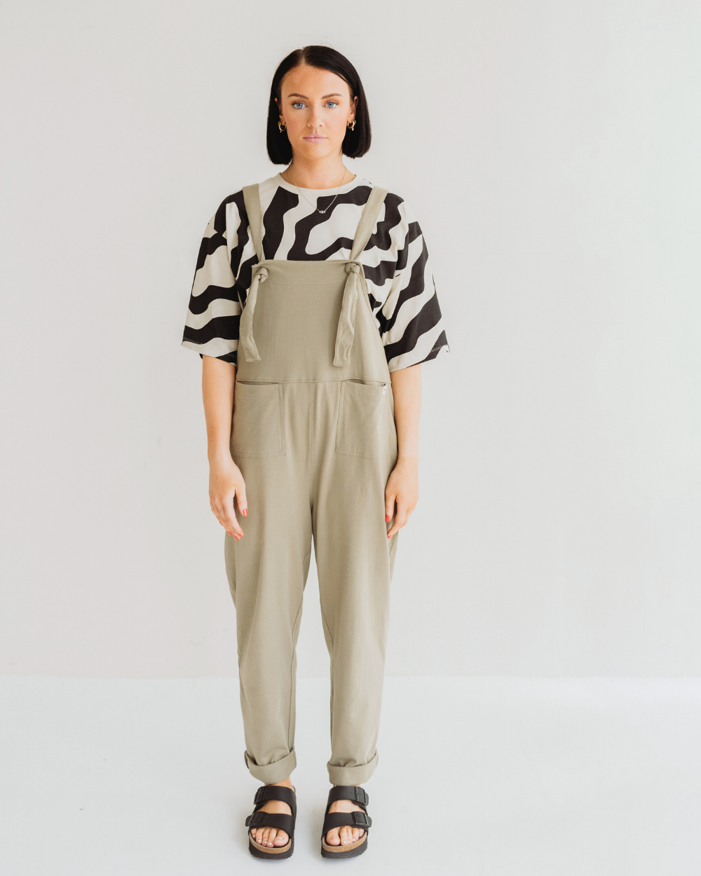 organic cotton Lila Khaki Green Dungarees - image 3