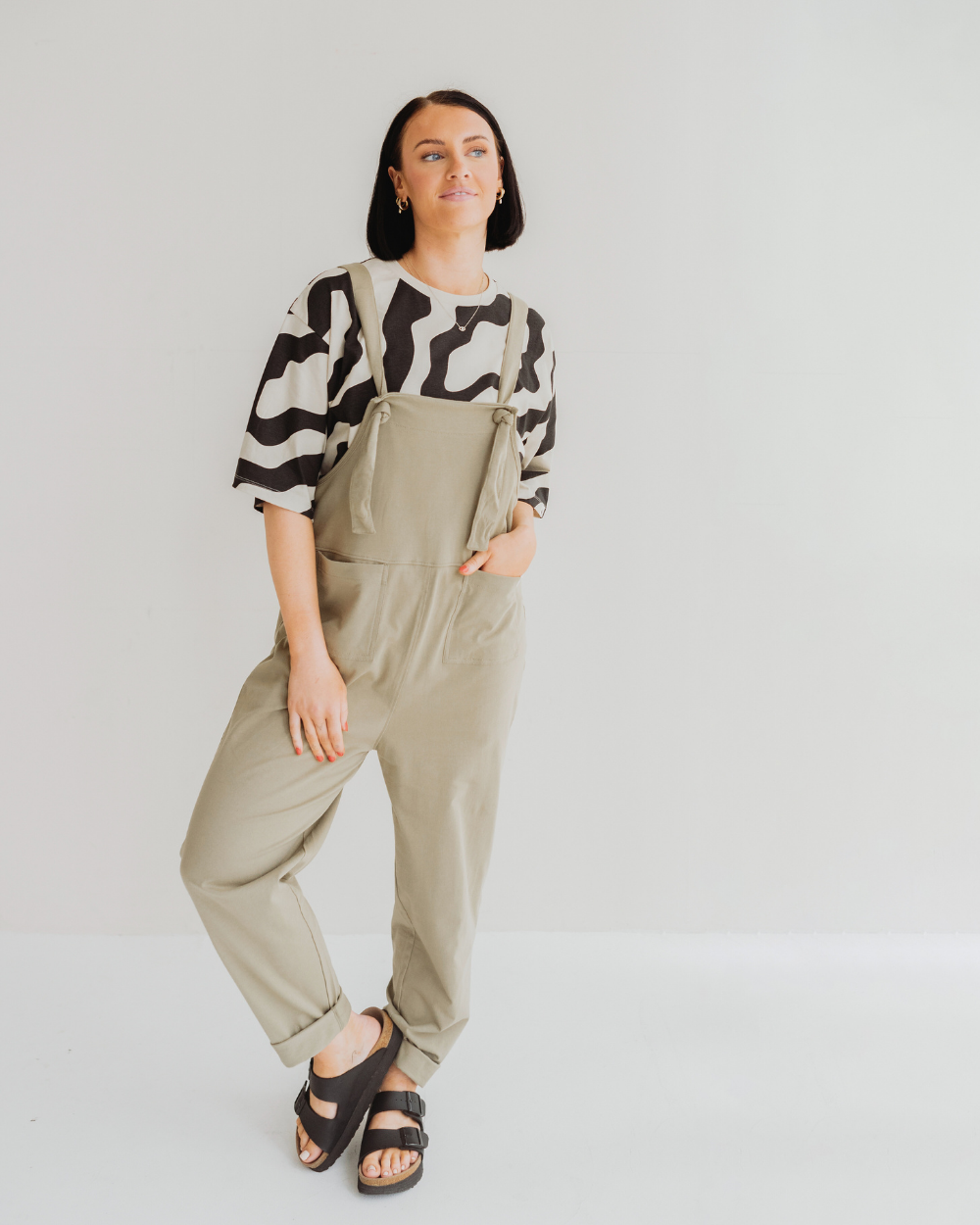 organic cotton Lila Khaki Green Dungarees - image 2