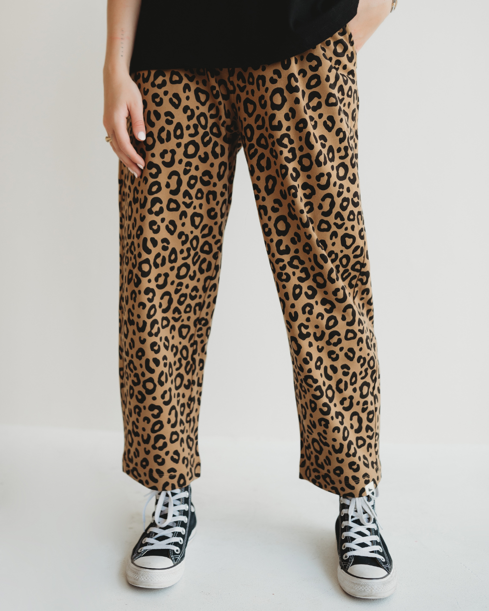 organic cotton Kate Brown Mini Animal Print Barrel Leg Trousers - image 1