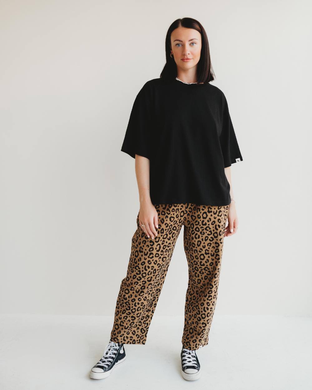 organic cotton Kate Brown Mini Animal Print Barrel Leg Trousers - image 2