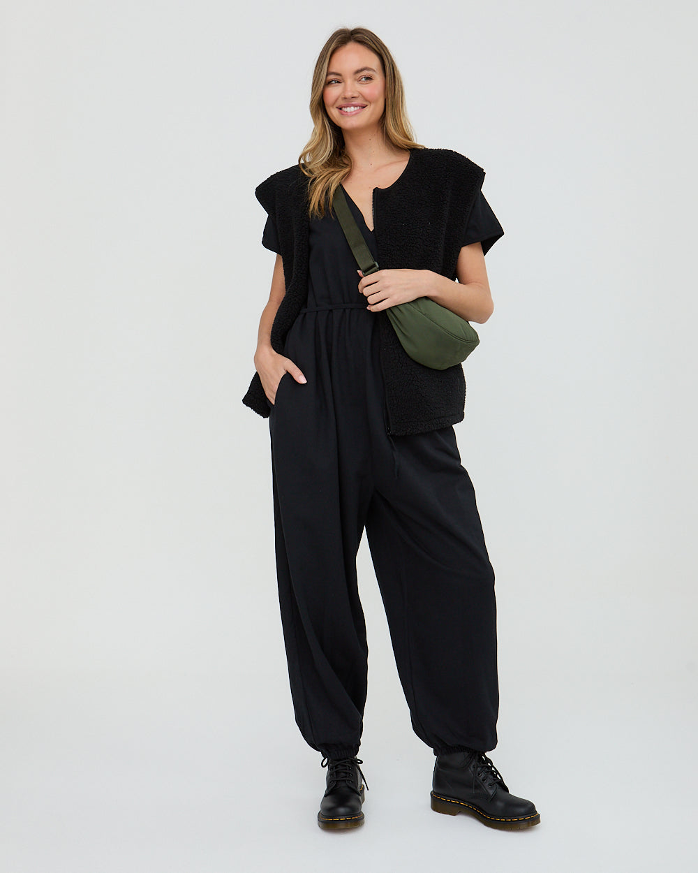 Rita Black Tie Waist Jumpsuit