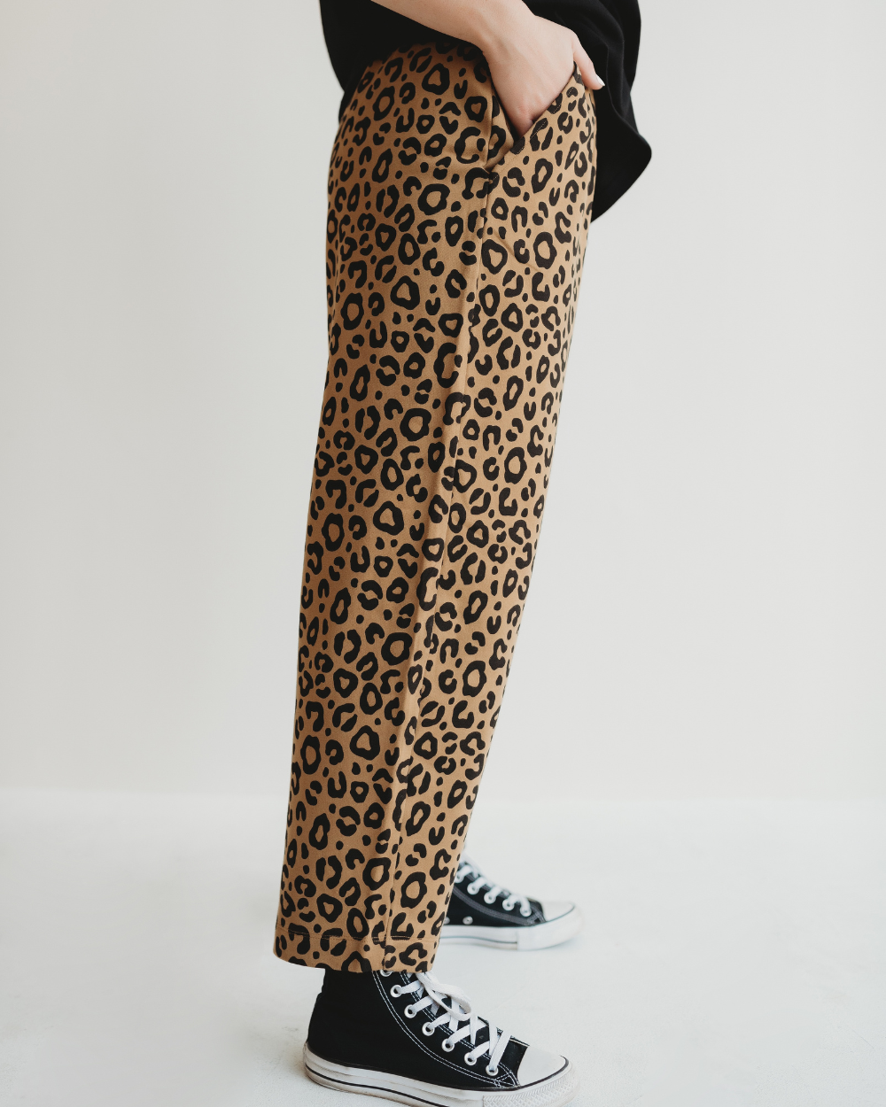 organic cotton Kate Brown Mini Animal Print Barrel Leg Trousers - image 4