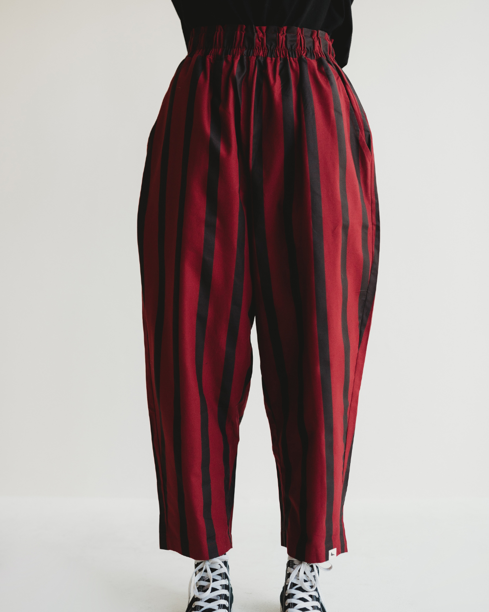Kate Red Stripe Print Barrel Trousers - image 2