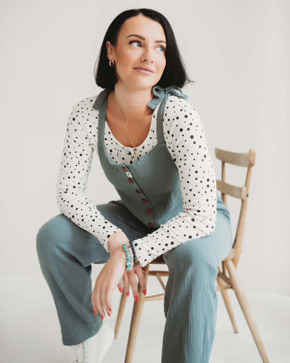 organic cotton Nora Cream Abstract Spot Print Top - image 1