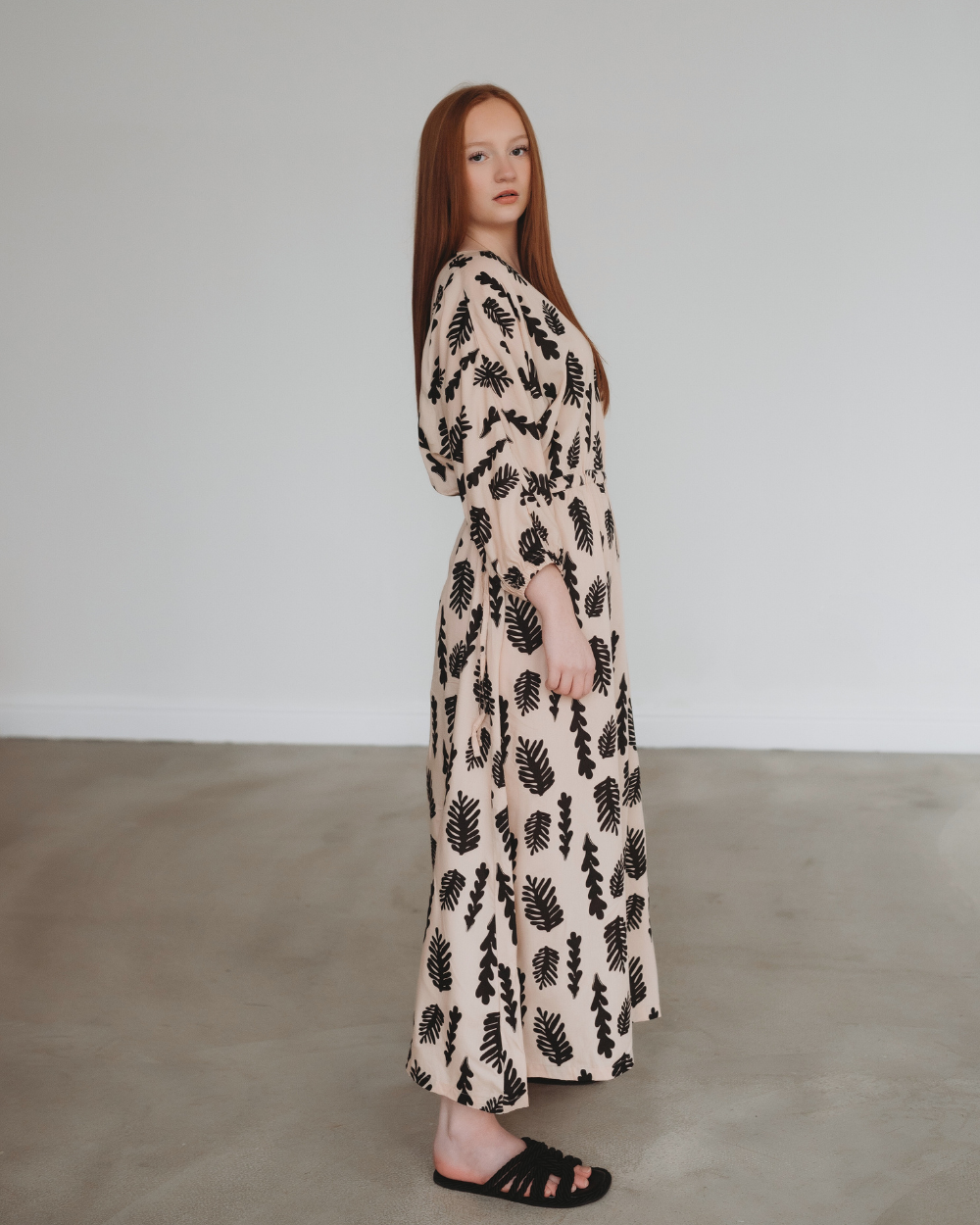 Eco viscose in Kaya Cream Seaweed Print Maxi Dress-image 1