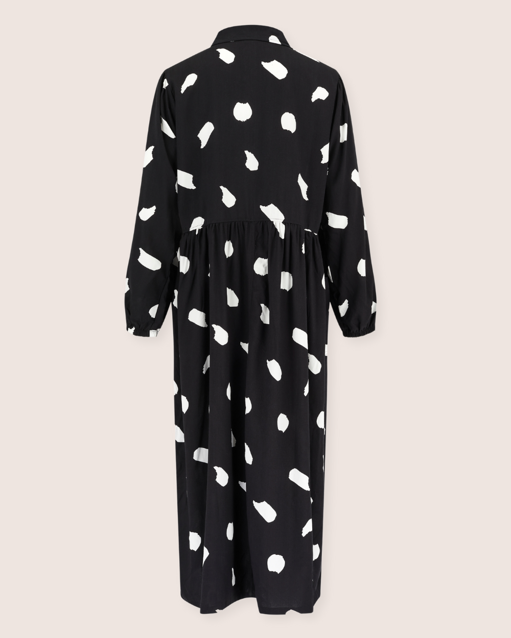 Magda Black Snow Blizzard Print Long Sleeve Midi Dress - back