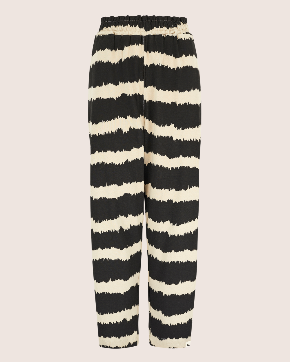 Kate Black Wavy Stripe Print Barrel Leg Trousers- image 2
