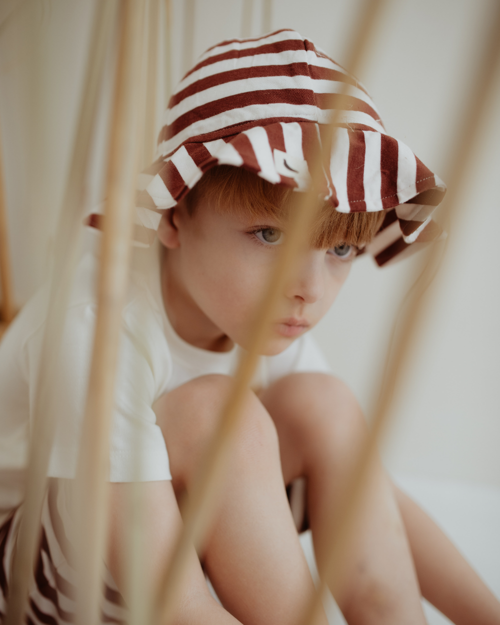 Red Horizontal Stripe Print Sun Hat - image 1