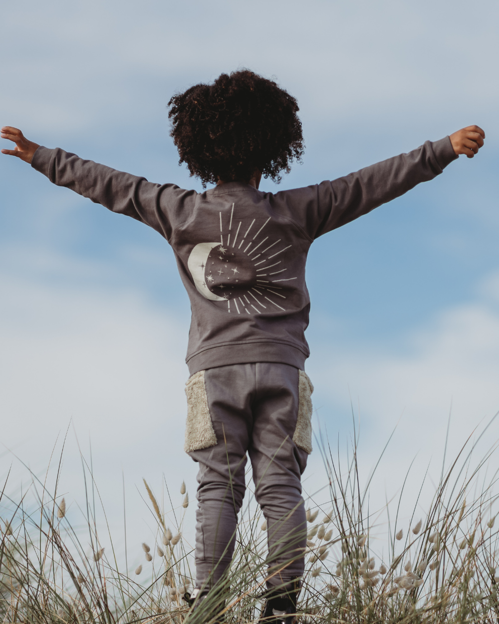 organic cotton Midnight Grey Moon Motif Print Sweatshirt - image 3