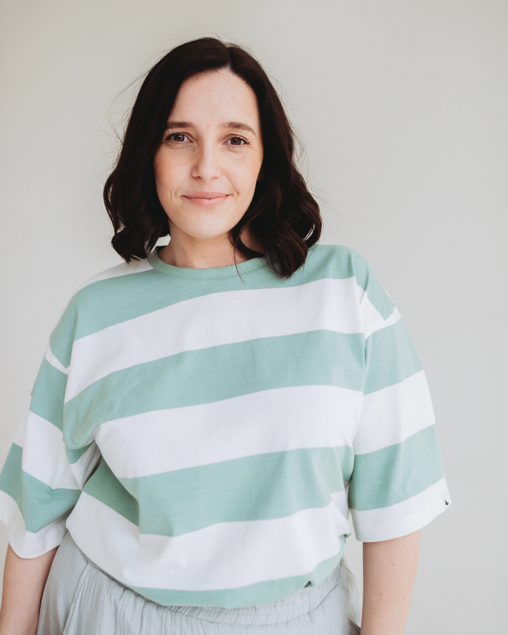 organic cotton Elsie Green Wide Stripe Print Oversized T-Shirt - image 1