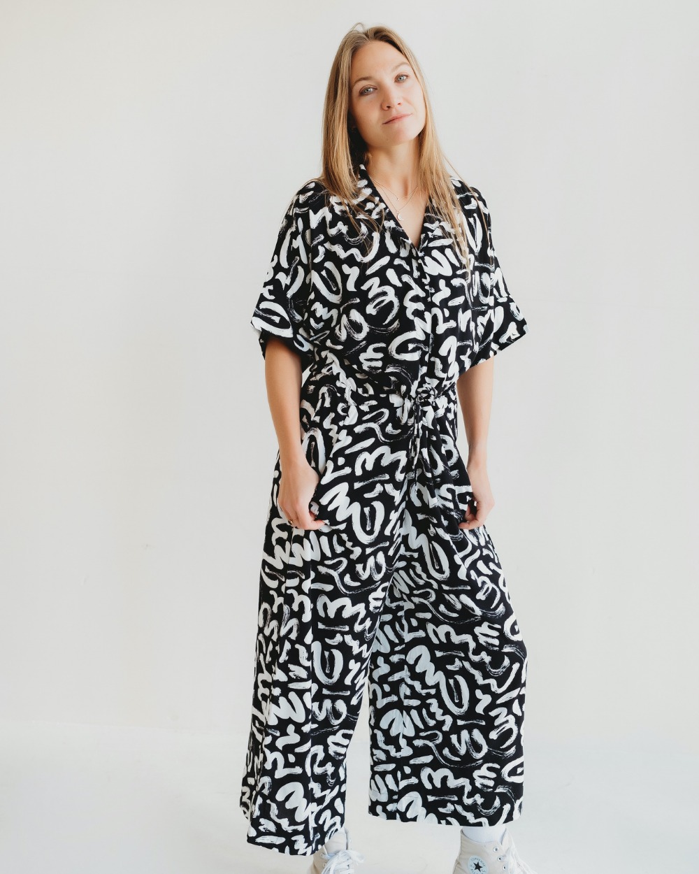 eco viscose Iris Multicolour Scribble Print Jumpsuit - image 1