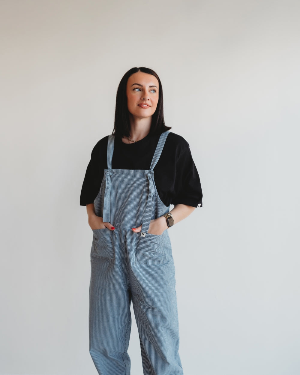 Lila Blue Pinstripe Print Dungarees - image 4