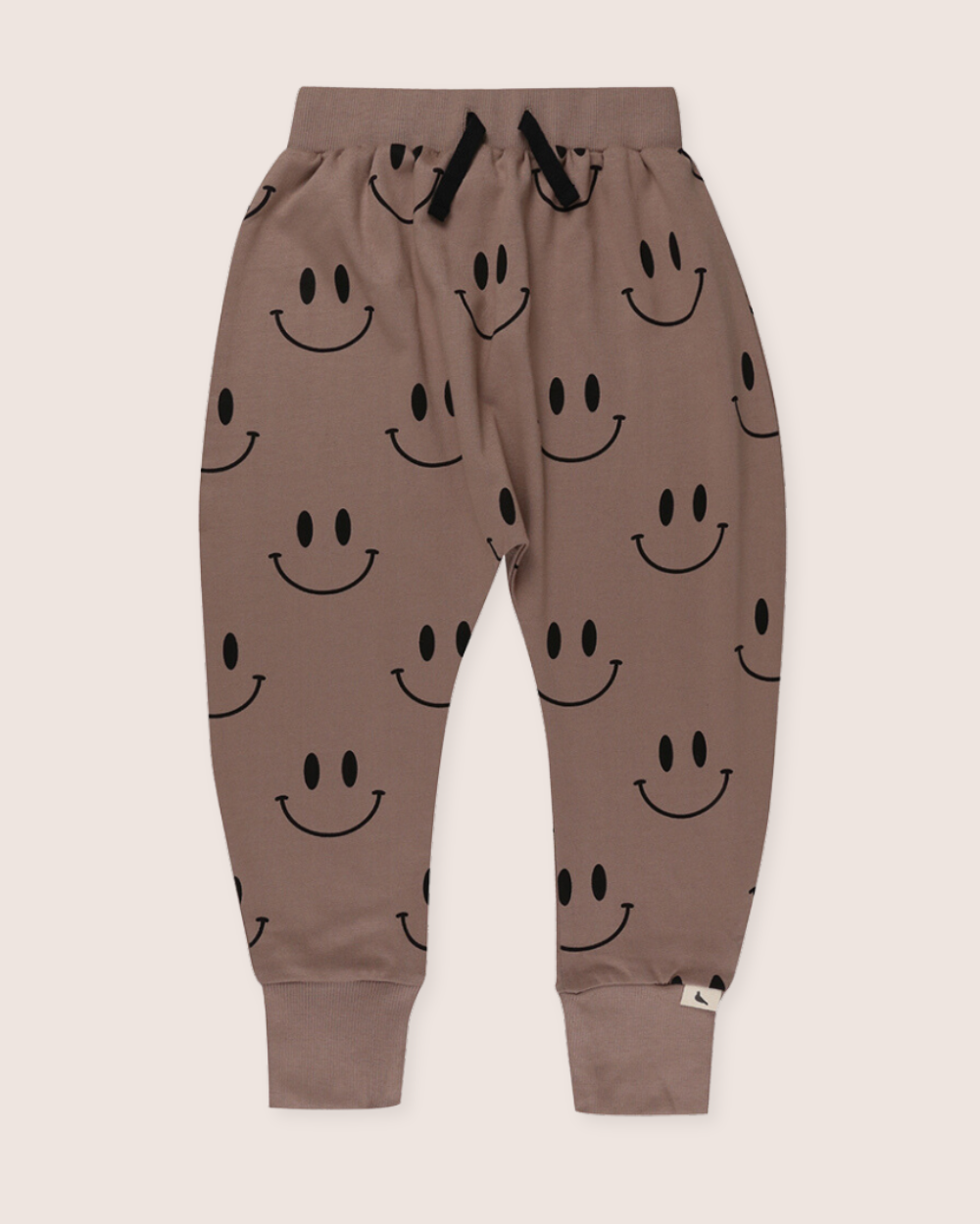 Organic cotton Brown Smiley Face Print Joggers - image 1