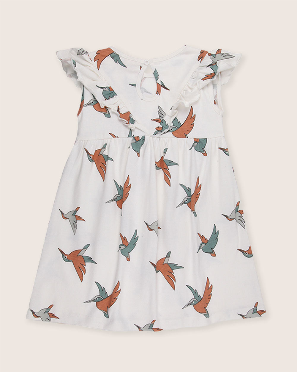 White Birdsong Print Dress - image 5