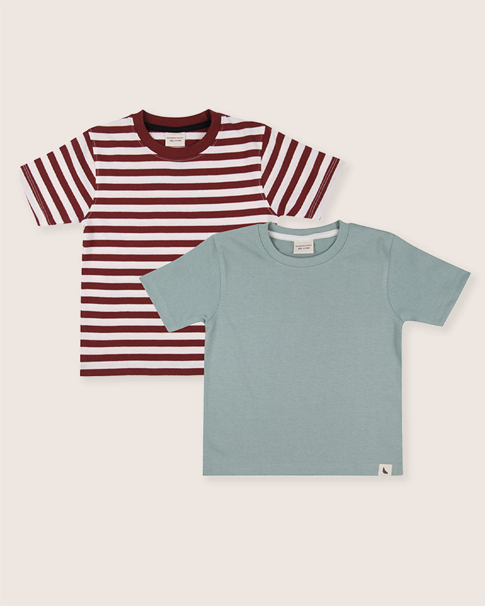 Organic cotton Multicolour Stripe And Plain T-Shirt - 2 Pack - image 1