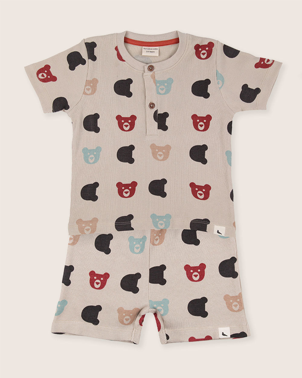 Stone Smiling Bear Print Top And Short Set - image 1