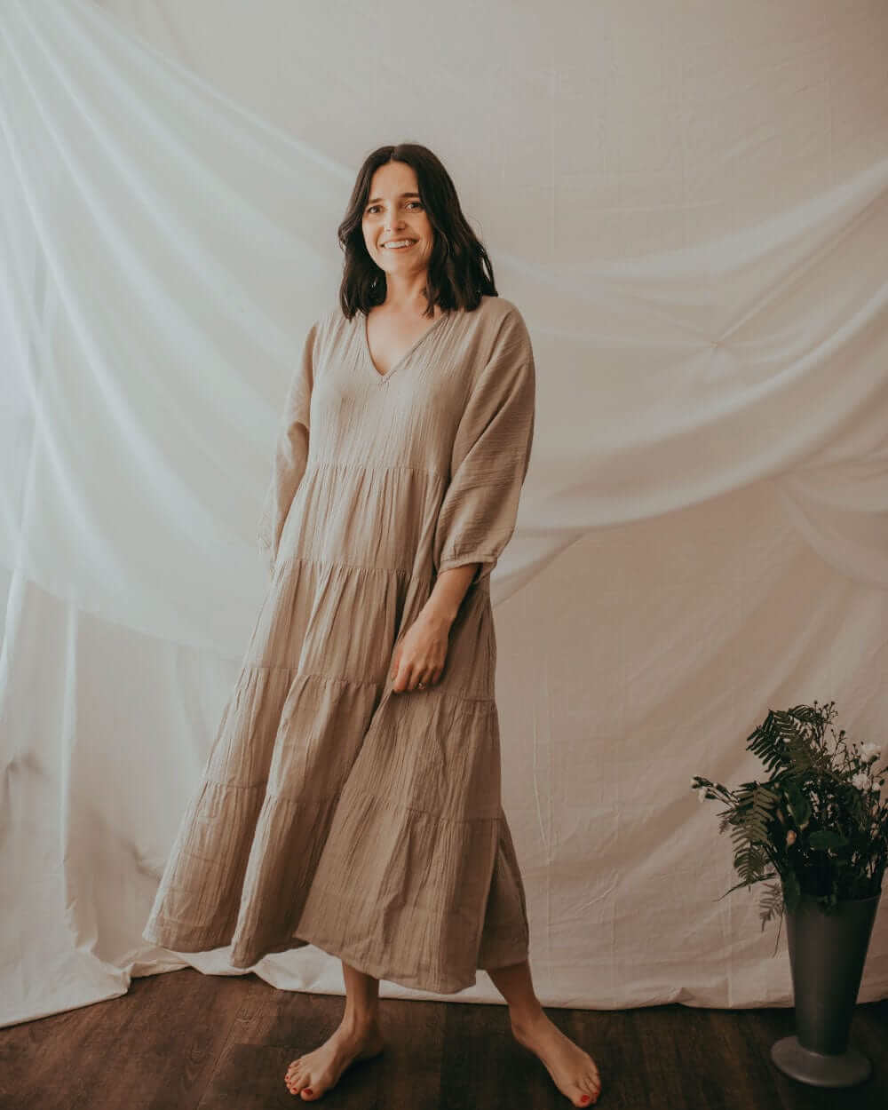 organic cotton Ella Beige Maxi Dress - image 1