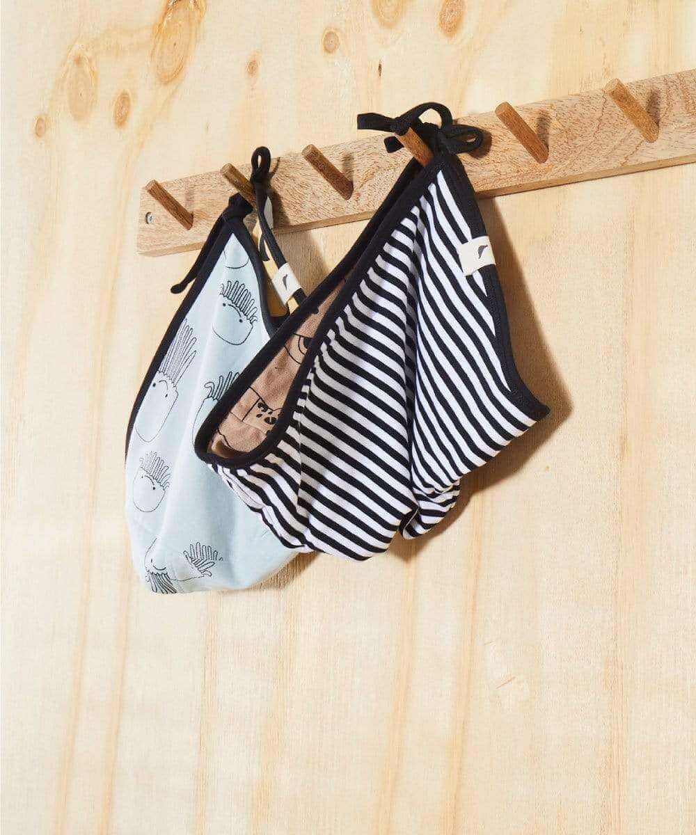 organic cotton Brown Cub And Stripe Print Bonnet - image 2