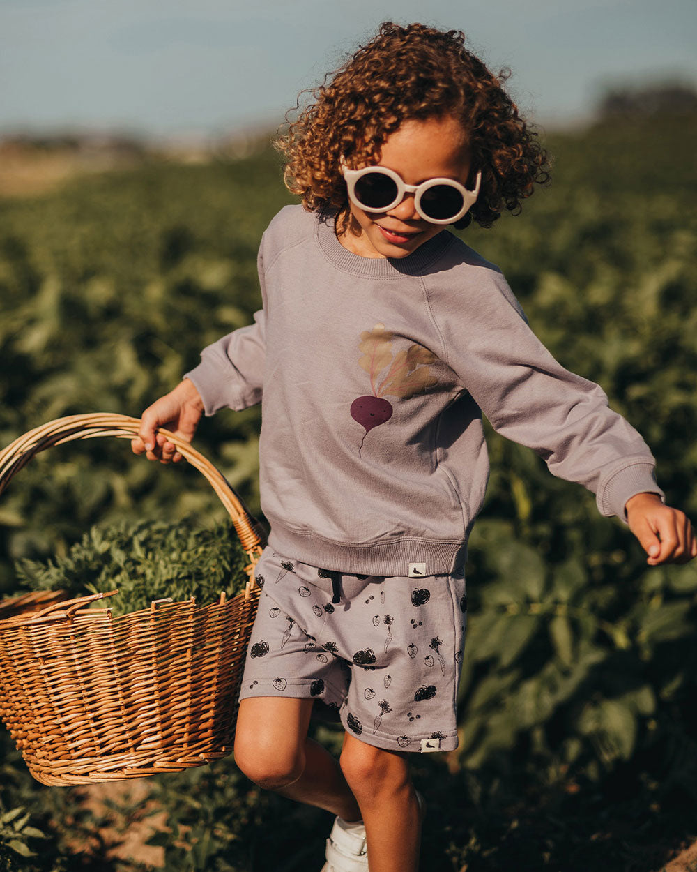 organic cotton Charcoal Grey Fruit Print Shorts - image 1