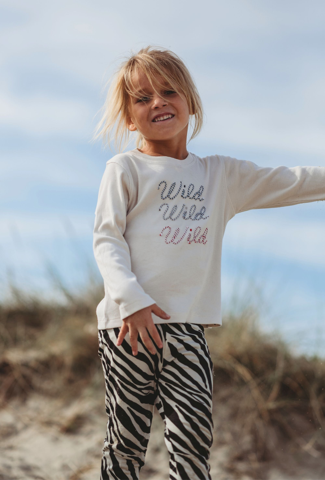 White Wild Slogan Kids Top