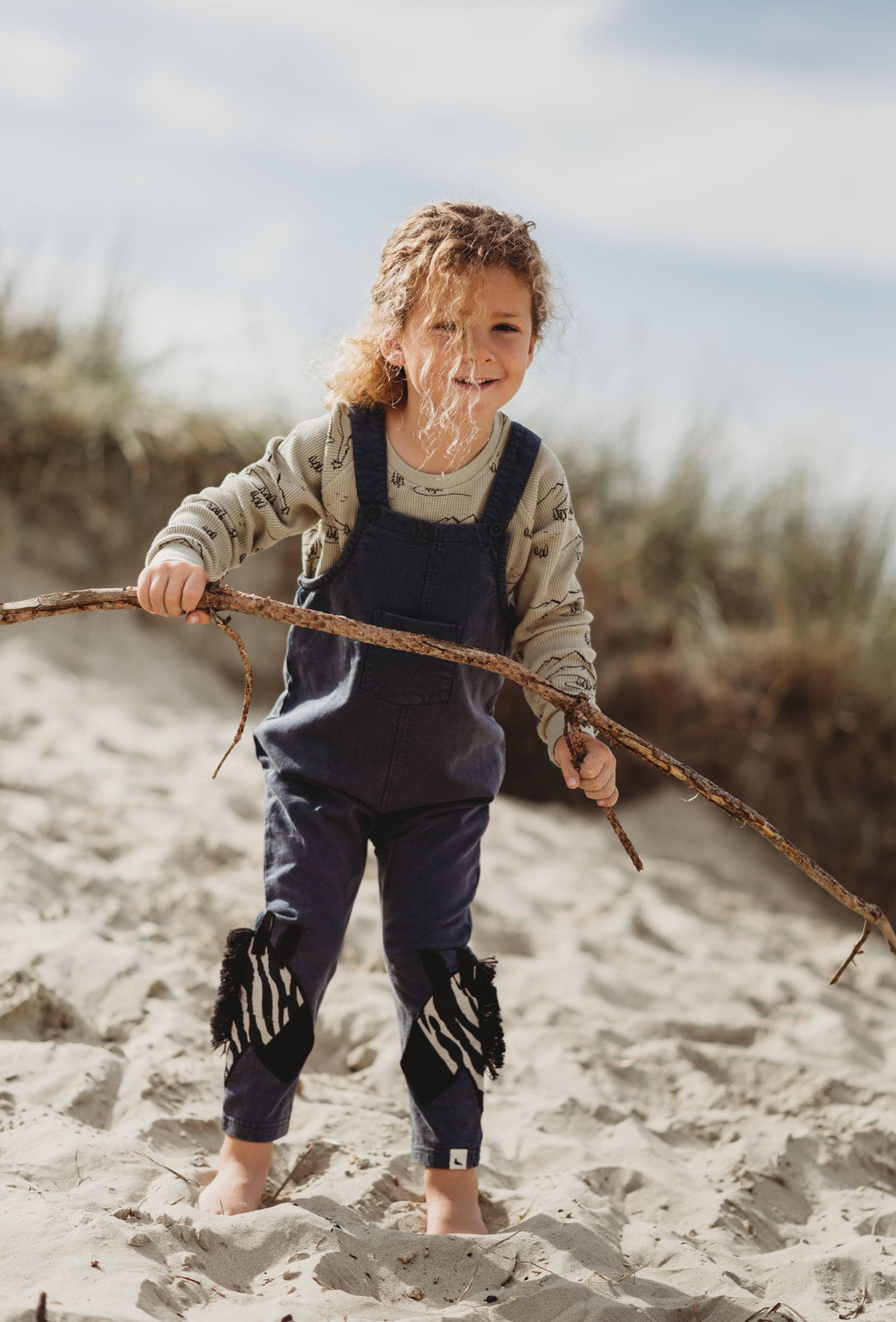 Organic Cotton Kids Zebra Legs Dungarees