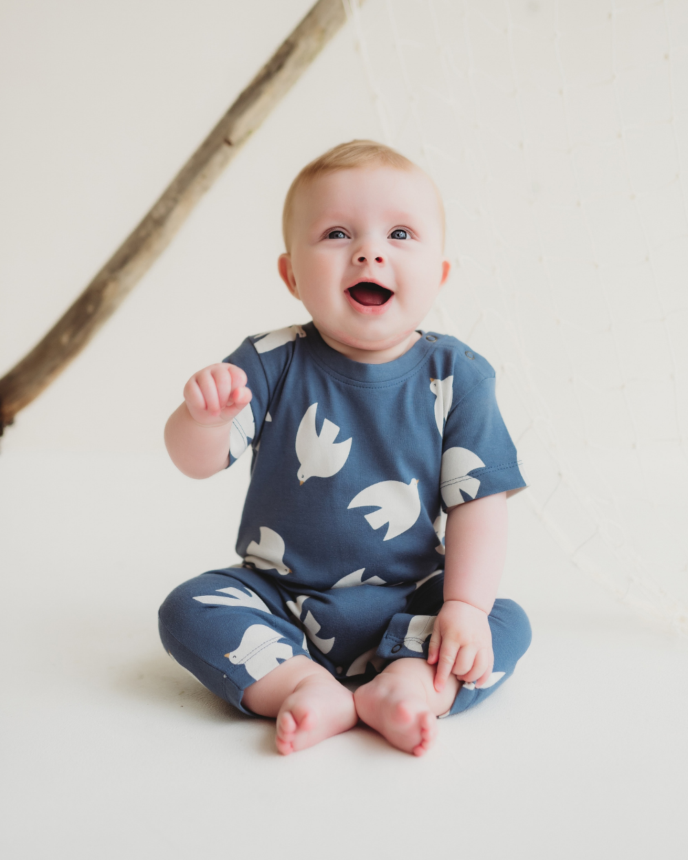organic cotton Blue Seagull Print Romper - image 1