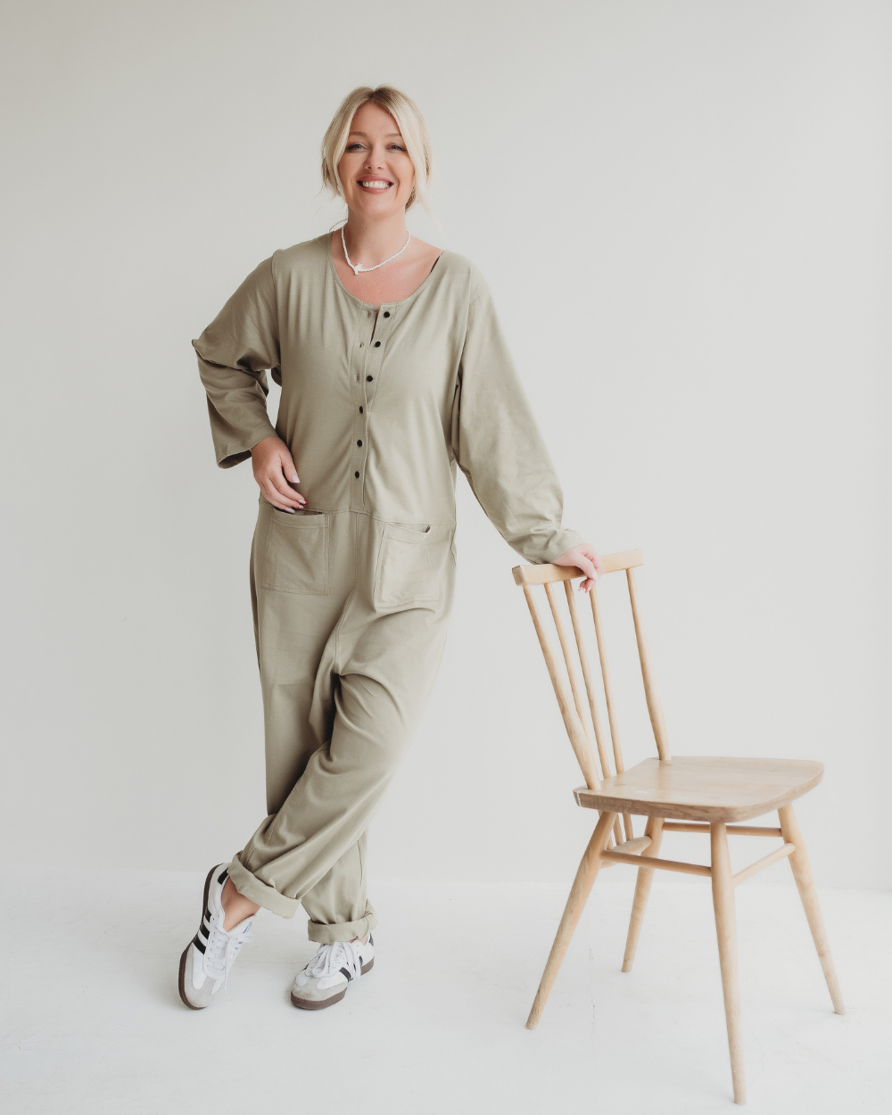 Mila Stone Long Sleeve Jumpsuit- image 1