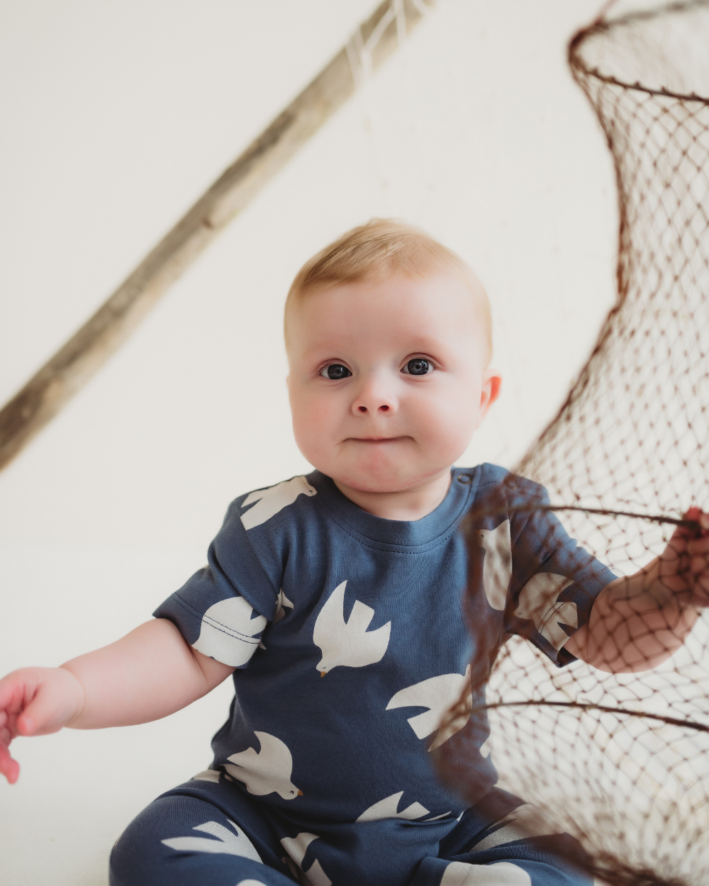 organic cotton Blue Seagull Print Romper - image 2