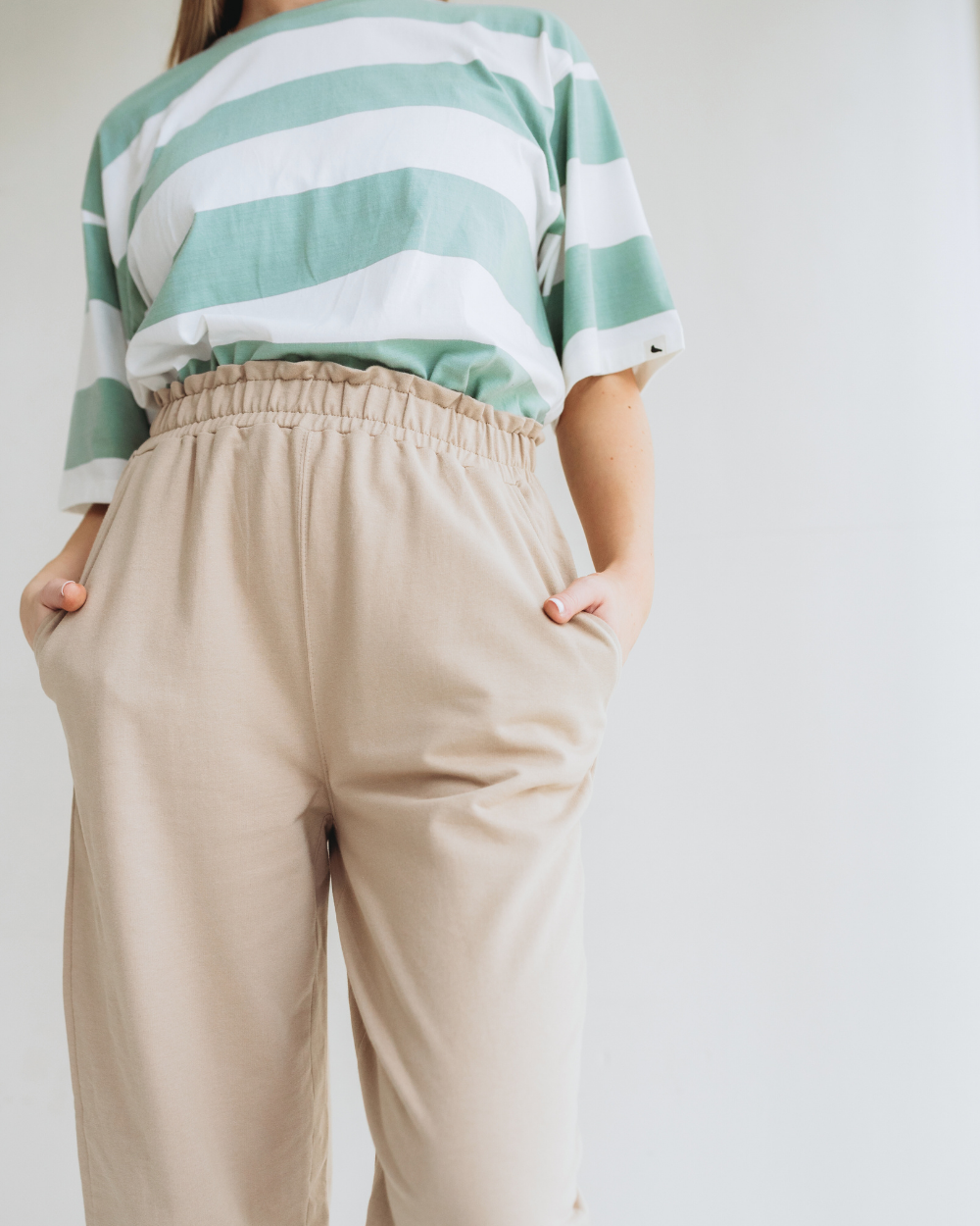 Kate Beige Barrel Leg Trousers- image 6