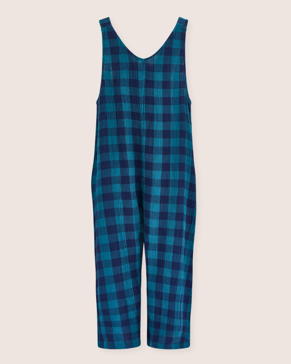 Grace Navy Check Print Reversible Wide Leg Jumpsuit- image 5