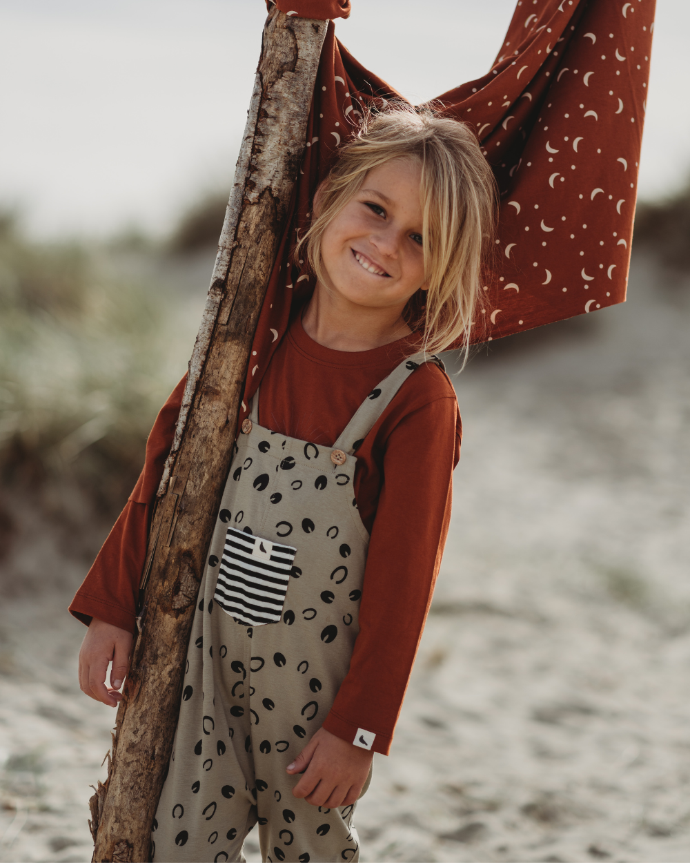 organic cotton Grey Equestrian Print Dungarees- image 3