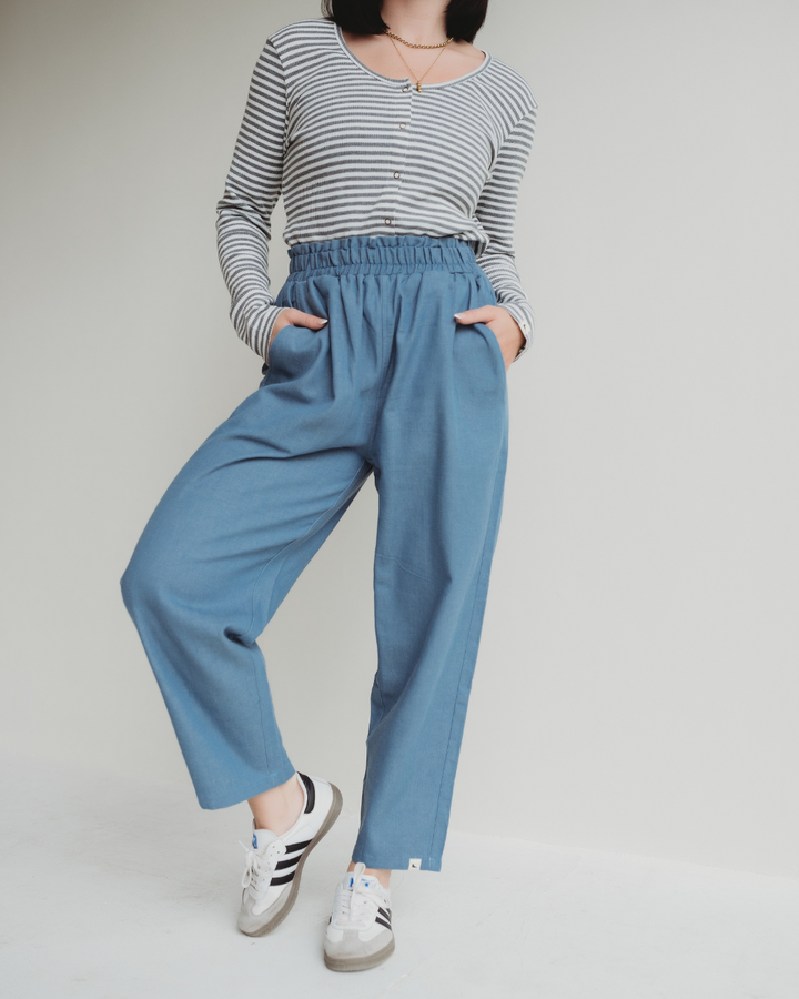 Kate Blue Denim Barrel Leg Trousers