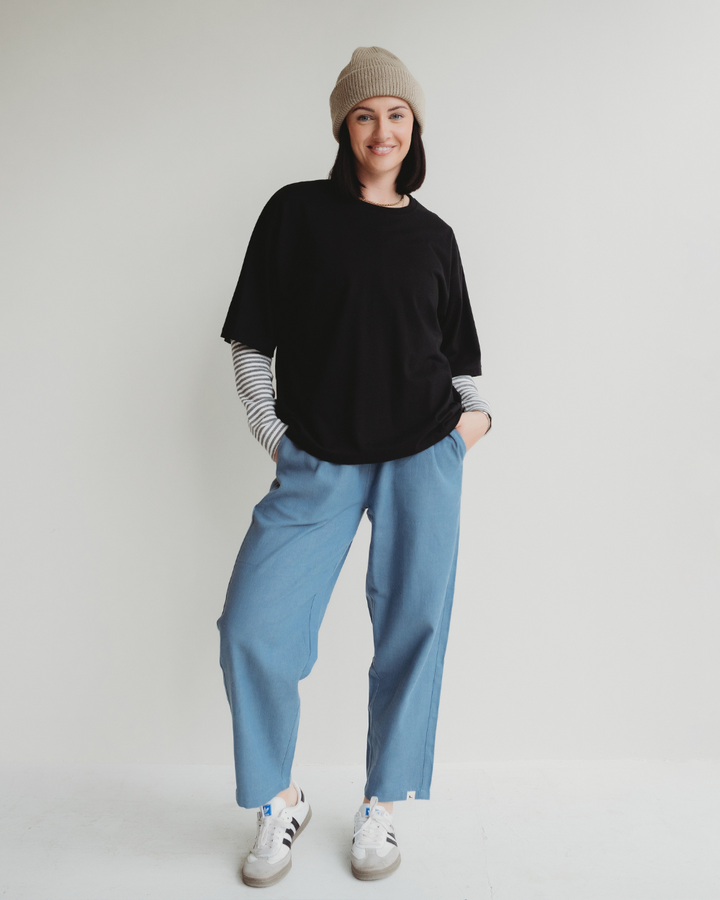 Kate Blue Denim Barrel Leg Trousers