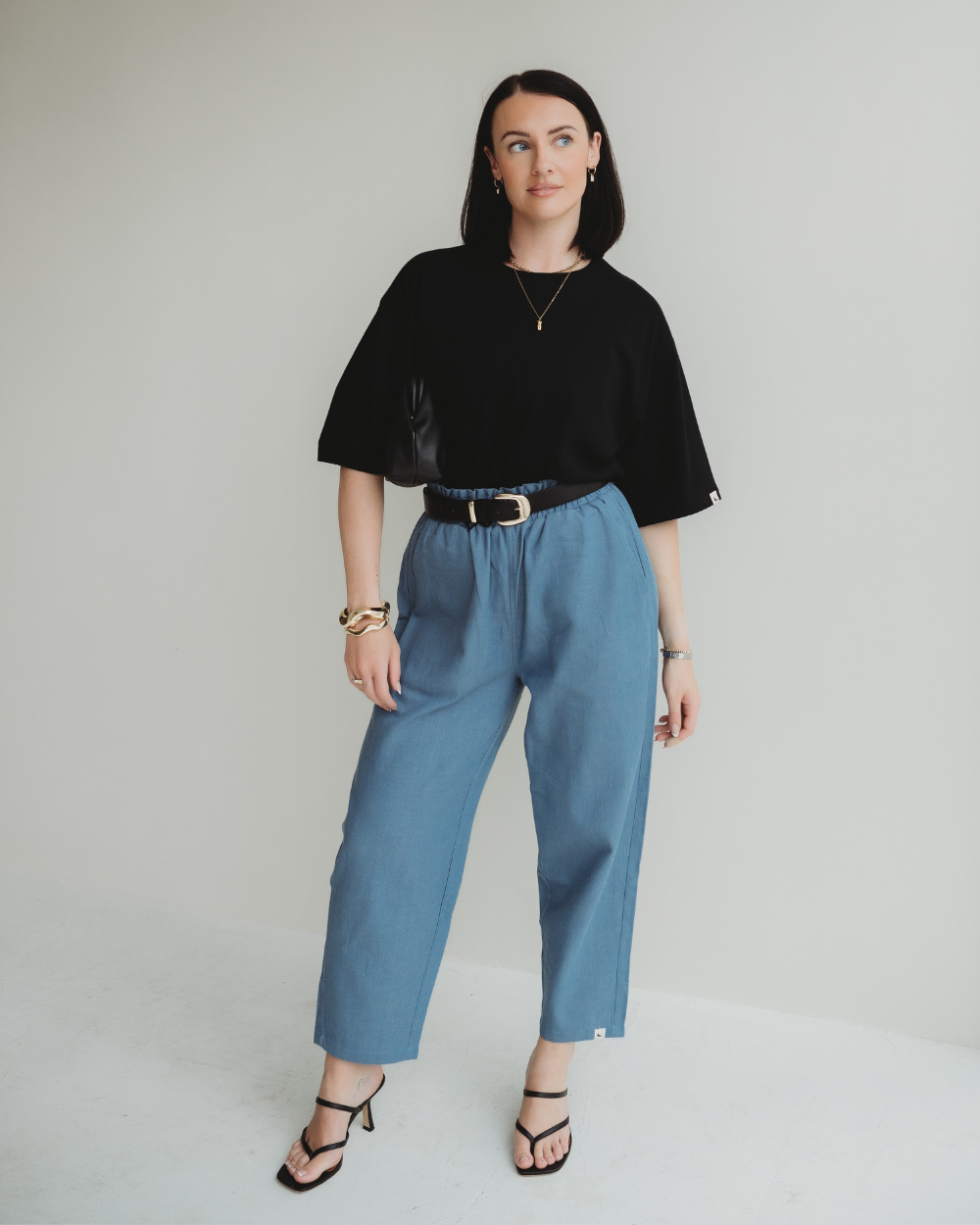 Kate Blue Denim Barrel Leg Trousers
