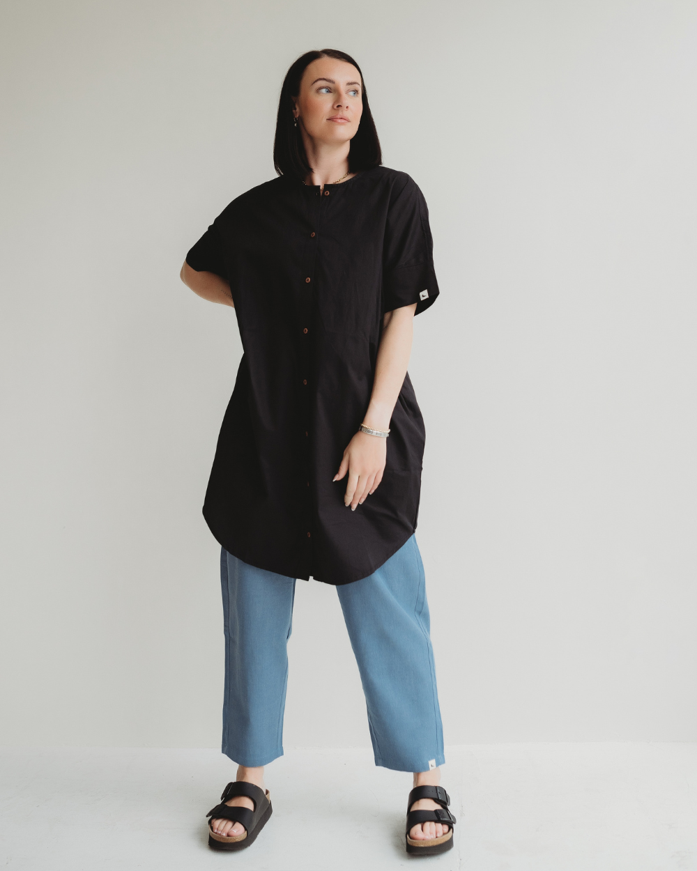 Kate Blue Denim Barrel Leg Trousers