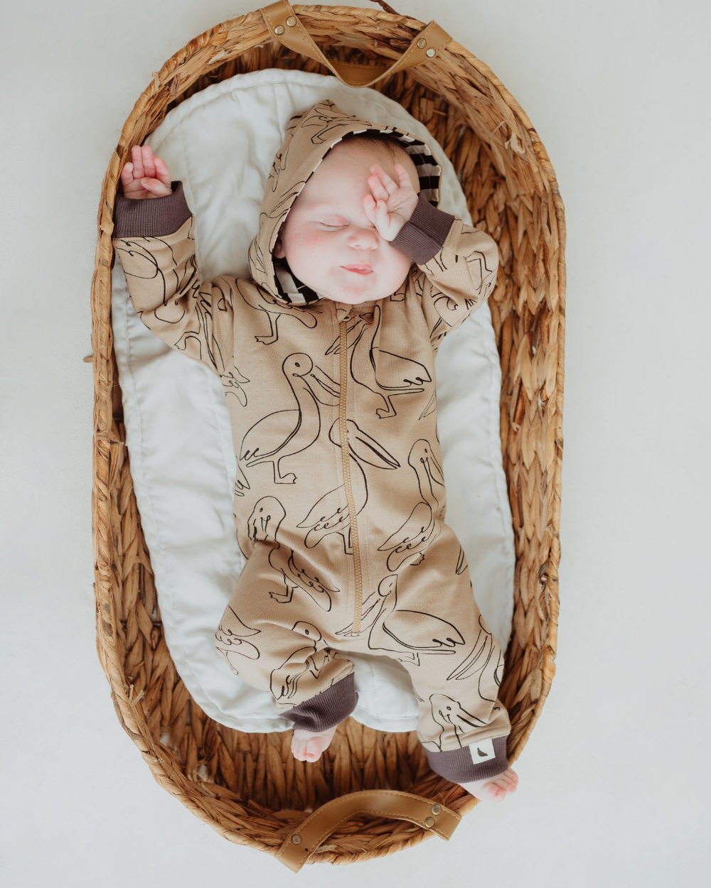 ago free dye Beige Pelican Print Romper - image 2