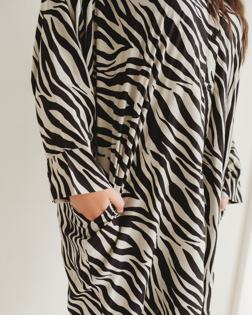 Jess Multicolour Zebra Streak Midi Shirt Dress- image 3