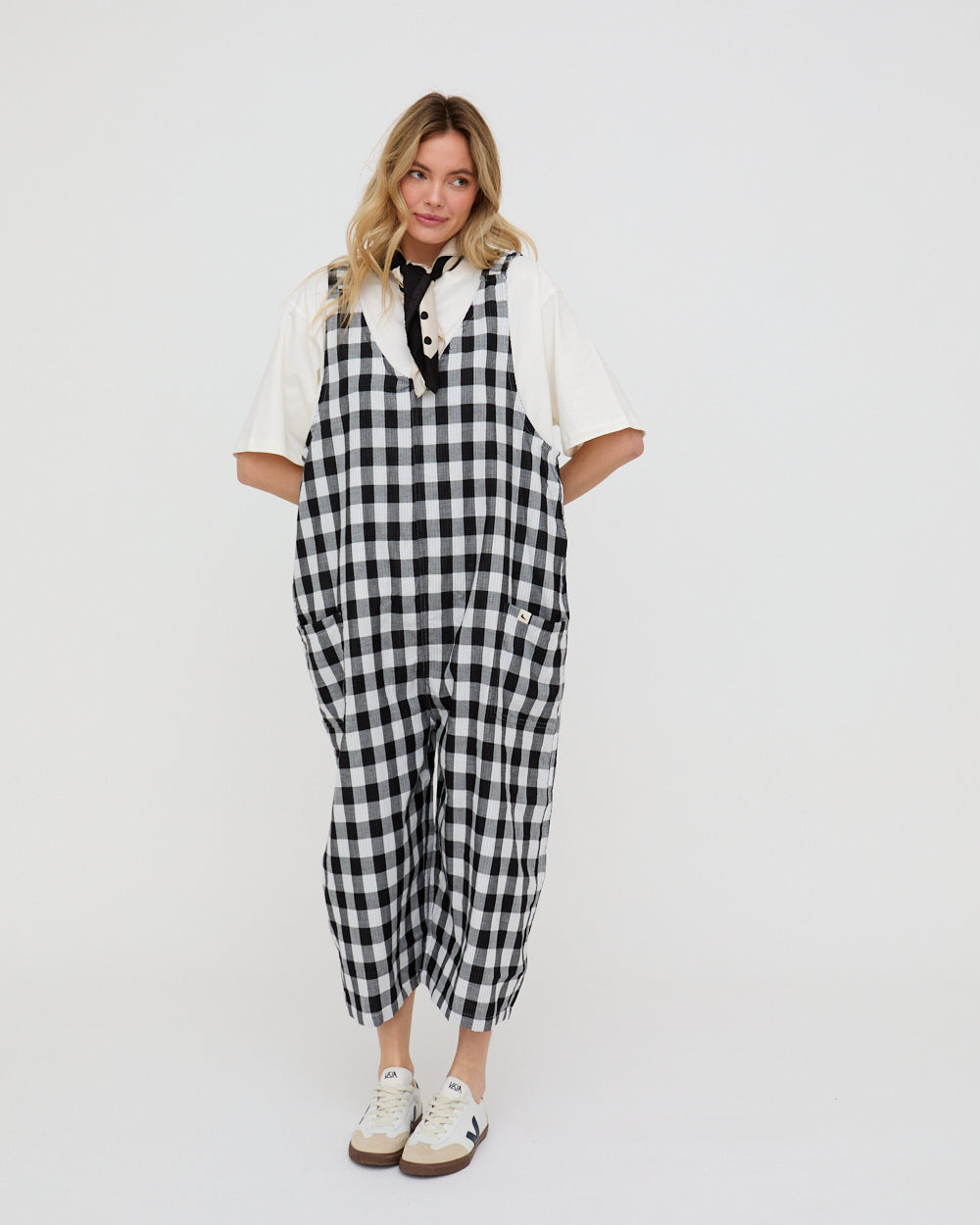 Grace Multicolour Stripe And Check Print Reversible Wide Leg Jumpsuit