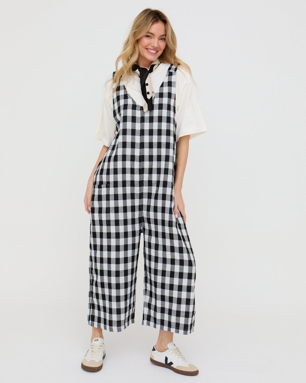 Grace Multicolour Stripe And Check Print Reversible Wide Leg Jumpsuit