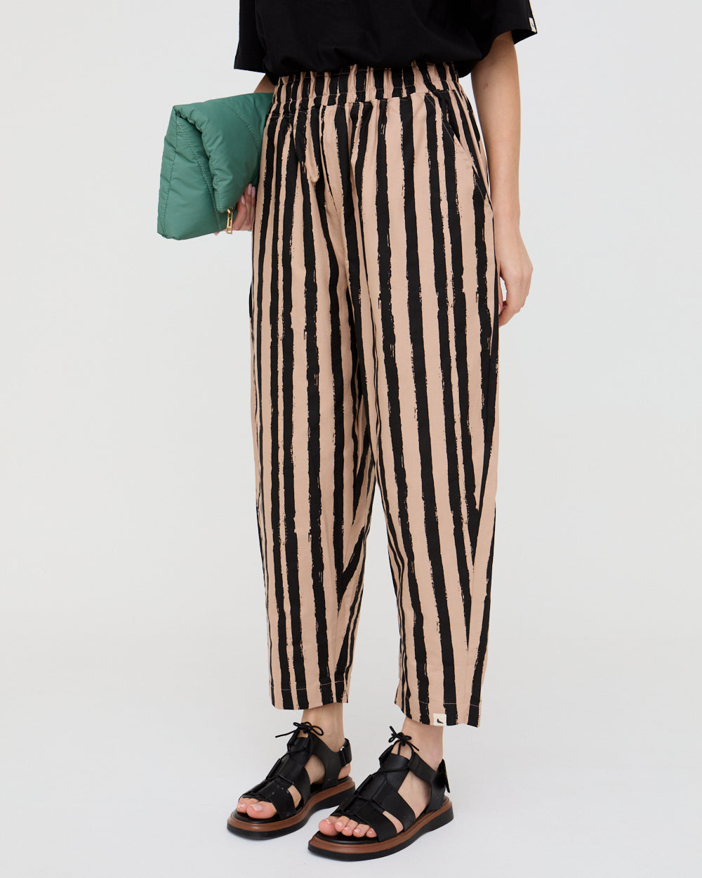 Kate Multicolour Painted Stripe Print Barrel Leg Trousers