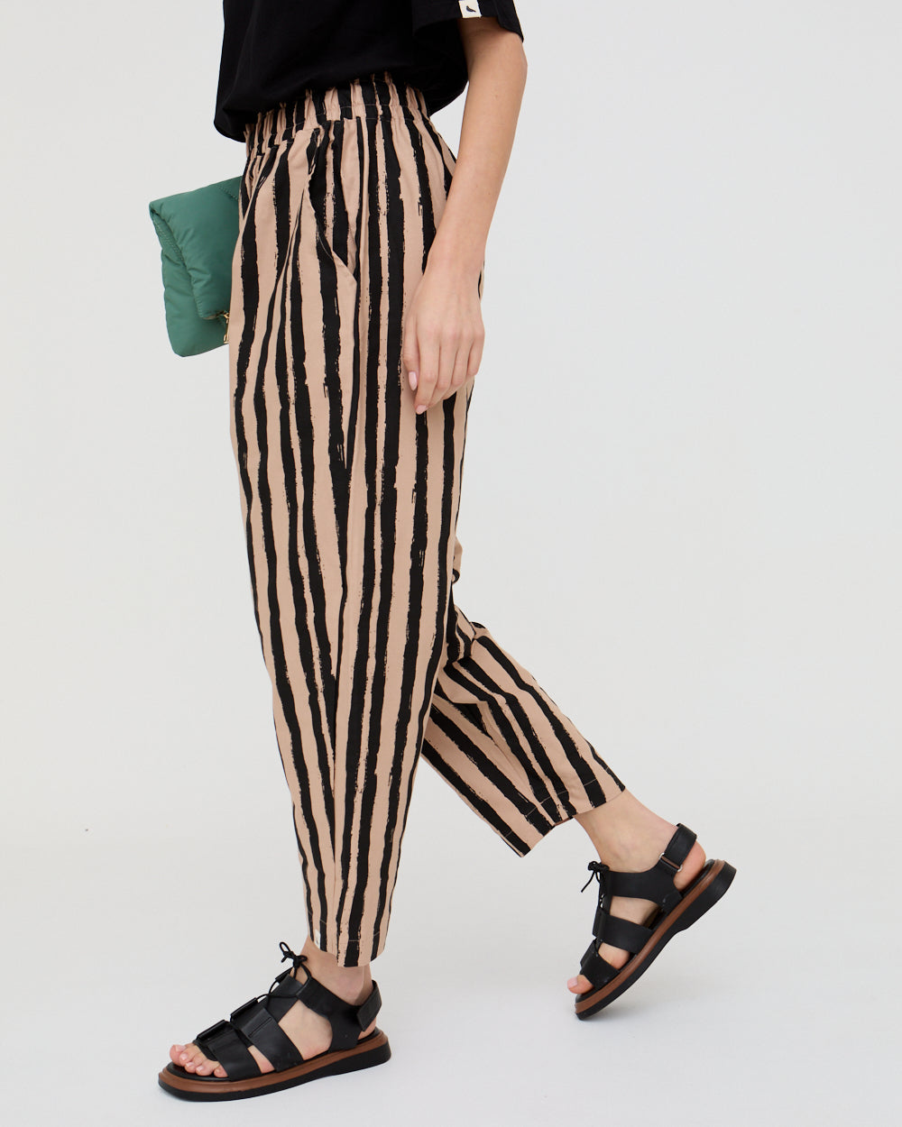 Kate Multicolour Painted Stripe Print Barrel Leg Trousers
