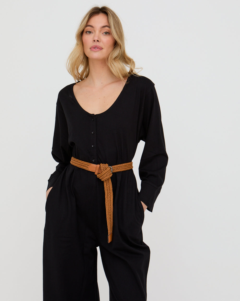 Mai Black V-Neck Jumpsuit