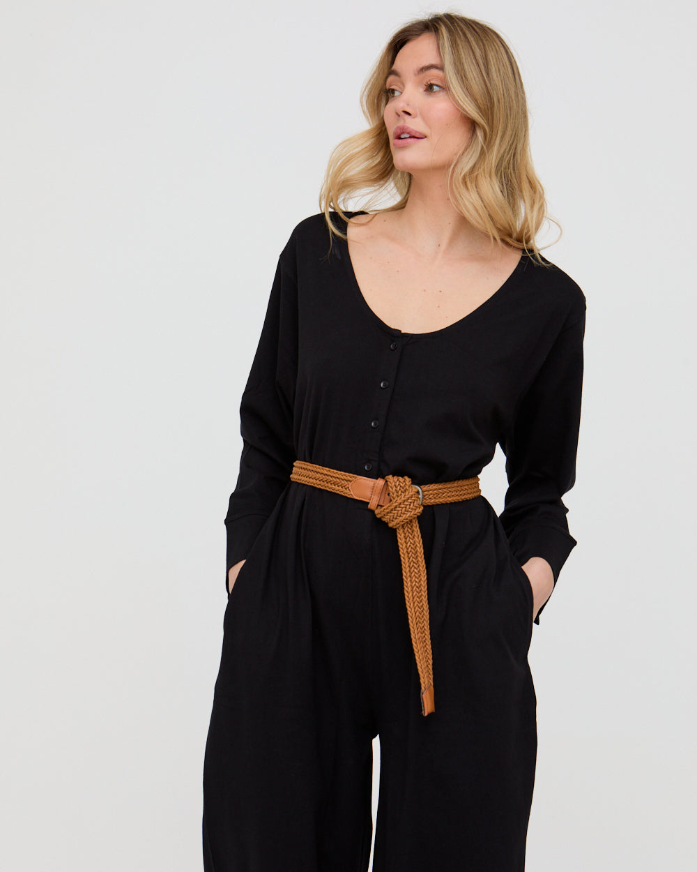 Mai Black V-Neck Jumpsuit