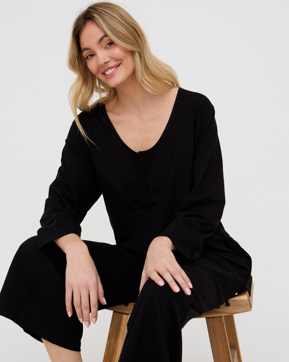 Mai Black V-Neck Jumpsuit