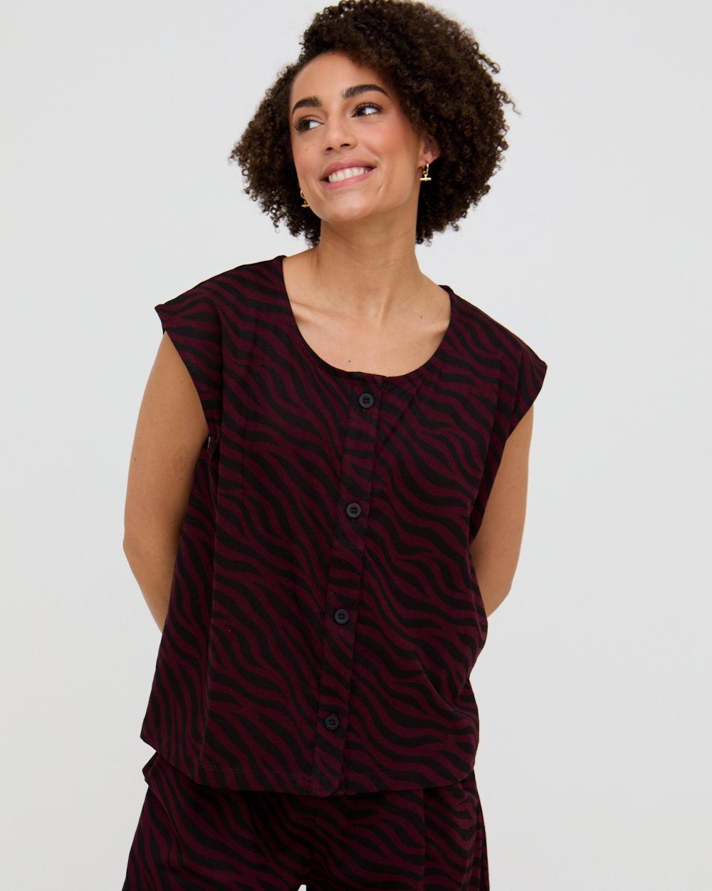 PREORDER - Pip Burgundy Tiger Print Sleeveless Top