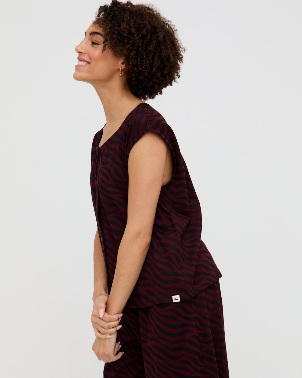 PREORDER - Pip Burgundy Tiger Print Sleeveless Top