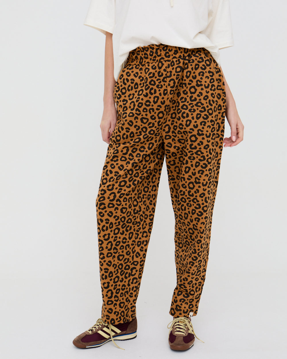 Kate Brown Mini Animal Print Barrel Leg Trousers
