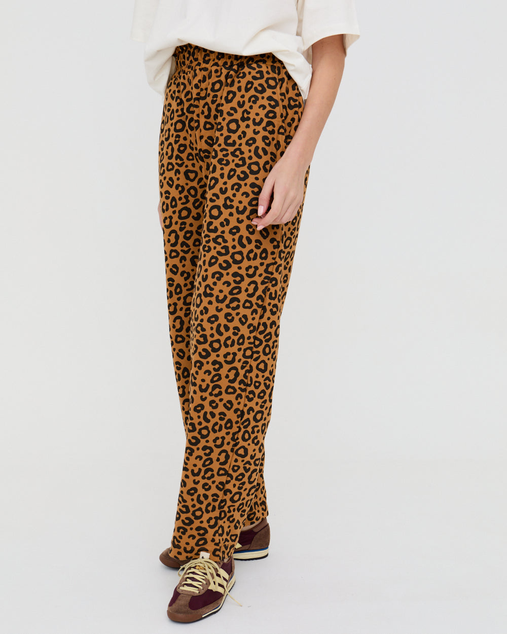 Kate Brown Mini Animal Print Barrel Leg Trousers